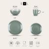 imageStone Lain Serafina Stoneware 16piece Round Dinnerware Set WineGreen and Cream
