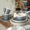 imageStone Lain Serenity 16Piece Stoneware Dinnerware 2Tone Speckles Dark Gray and CreamDark Gray and Cream