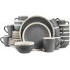 imageStone Lain Serenity 16Piece Stoneware Dinnerware 2Tone Speckles Dark Gray and CreamDark Gray and Cream