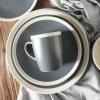 imageStone Lain Serenity 16Piece Stoneware Dinnerware 2Tone Speckles Dark Gray and CreamDark Gray and Cream