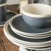 imageStone Lain Serenity 16Piece Stoneware Dinnerware 2Tone Speckles Dark Gray and CreamDark Gray and Cream