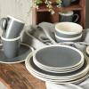 imageStone Lain Serenity 16Piece Stoneware Dinnerware 2Tone Speckles Dark Gray and CreamDark Gray and Cream