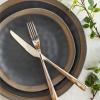 imageStone Lain Serenity 16Piece Stoneware Dinnerware 2Tone Speckles Dark Gray and CreamGray