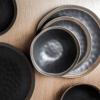 imageStone Lain Serenity 16Piece Stoneware Dinnerware 2Tone Speckles Dark Gray and CreamGray