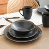 imageStone Lain Serenity 16Piece Stoneware Dinnerware 2Tone Speckles Dark Gray and CreamGray