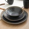 imageStone Lain Serenity 16Piece Stoneware Dinnerware 2Tone Speckles Dark Gray and CreamGray