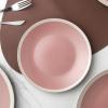 imageStone Lain Serenity 16Piece Stoneware Dinnerware 2Tone Speckles Dark Gray and CreamPink and Cream