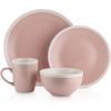 imageStone Lain Serenity 16Piece Stoneware Dinnerware 2Tone Speckles Dark Gray and CreamPink and Cream