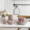 imageStone Lain Serenity 16Piece Stoneware Dinnerware 2Tone Speckles Dark Gray and CreamPink and Cream