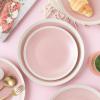 imageStone Lain Serenity 16Piece Stoneware Dinnerware 2Tone Speckles Dark Gray and CreamPink and Cream