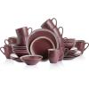 imageStone Lain Serenity 16Piece Stoneware Dinnerware 2Tone Speckles Dark Gray and CreamWine