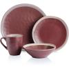 imageStone Lain Serenity 16Piece Stoneware Dinnerware 2Tone Speckles Dark Gray and CreamWine