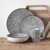 imageStone Lain Sophie Rustic Stoneware Dinnerware Service for 4 Black and White Textured 16 PiecesSophie  Black and White