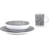 imageStone Lain Sophie Rustic Stoneware Dinnerware Service for 4 Black and White Textured 16 PiecesSophie  Black and White