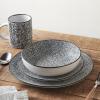 imageStone Lain Sophie Rustic Stoneware Dinnerware Service for 4 Black and White Textured 16 PiecesSophie  Black and White