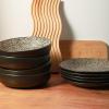imageStone Lain Sophie Rustic Stoneware Dinnerware Service for 4 Black and White Textured 16 PiecesSophie  Brown and Black