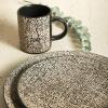 imageStone Lain Sophie Rustic Stoneware Dinnerware Service for 4 Black and White Textured 16 PiecesSophie  Brown and Black