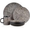 imageStone Lain Sophie Rustic Stoneware Dinnerware Service for 4 Black and White Textured 16 PiecesSophie  Brown and Black
