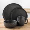 imageStone Lain Tom Stoneware 16Piece Reactive Glaze Dinnerware Set Plates and Bowls Set Microwave and Dishwasher Safe Dish Set for 4 OliveBlackWhite