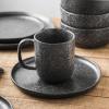 imageStone Lain Tom Stoneware 16Piece Reactive Glaze Dinnerware Set Plates and Bowls Set Microwave and Dishwasher Safe Dish Set for 4 OliveBlackWhite