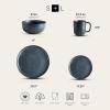 imageStone Lain Tom Stoneware 16Piece Reactive Glaze Dinnerware Set Plates and Bowls Set Microwave and Dishwasher Safe Dish Set for 4 OliveGrey and Blue