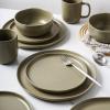 imageStone Lain Tom Stoneware 16Piece Reactive Glaze Dinnerware Set Plates and Bowls Set Microwave and Dishwasher Safe Dish Set for 4 OliveOlive
