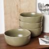 imageStone Lain Tom Stoneware 16Piece Reactive Glaze Dinnerware Set Plates and Bowls Set Microwave and Dishwasher Safe Dish Set for 4 OliveOlive