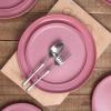 imageStone Lain Tom Stoneware 16Piece Reactive Glaze Dinnerware Set Plates and Bowls Set Microwave and Dishwasher Safe Dish Set for 4 OlivePink and White