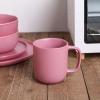 imageStone Lain Tom Stoneware 16Piece Reactive Glaze Dinnerware Set Plates and Bowls Set Microwave and Dishwasher Safe Dish Set for 4 OlivePink and White