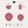 imageStone Lain Tom Stoneware 16Piece Reactive Glaze Dinnerware Set Plates and Bowls Set Microwave and Dishwasher Safe Dish Set for 4 OlivePink and White