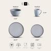 imageStone Lain Vince Stoneware Reactive Glaze Dinnerware Set 16 Piece Service for 4 GrayTina Blue and Gray