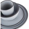 imageStone Lain Vince Stoneware Reactive Glaze Dinnerware Set 16 Piece Service for 4 GrayTina Blue and Gray