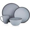 imageStone Lain Vince Stoneware Reactive Glaze Dinnerware Set 16 Piece Service for 4 GrayTina Blue and Gray