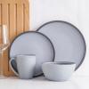imageStone Lain Vince Stoneware Reactive Glaze Dinnerware Set 16 Piece Service for 4 GrayTina Blue and Gray