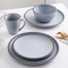 imageStone Lain Vince Stoneware Reactive Glaze Dinnerware Set 16 Piece Service for 4 GrayTina Blue and Gray