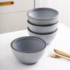 imageStone Lain Vince Stoneware Reactive Glaze Dinnerware Set 16 Piece Service for 4 GrayTina Blue and Gray