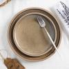 imageStone Lain Vince Stoneware Reactive Glaze Dinnerware Set 16 Piece Service for 4 GrayTina Green and Beige