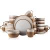 imageStone Lain Vince Stoneware Reactive Glaze Dinnerware Set 16 Piece Service for 4 GrayVince Brown
