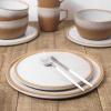 imageStone Lain Vince Stoneware Reactive Glaze Dinnerware Set 16 Piece Service for 4 GrayVince Brown