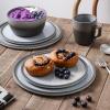 imageStone Lain Vince Stoneware Reactive Glaze Dinnerware Set 16 Piece Service for 4 GrayVince Gray