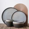 imageStone Lain Vince Stoneware Reactive Glaze Dinnerware Set 16 Piece Service for 4 GrayVince Gray