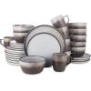 imageStone Lain Vince Stoneware Reactive Glaze Dinnerware Set 16 Piece Service for 4 GrayVince Gray