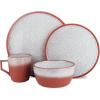 imageStone Lain Vince Stoneware Reactive Glaze Dinnerware Set 16 Piece Service for 4 GrayVince Red