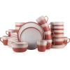 imageStone Lain Vince Stoneware Reactive Glaze Dinnerware Set 16 Piece Service for 4 GrayVince Red