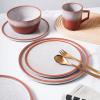 imageStone Lain Vince Stoneware Reactive Glaze Dinnerware Set 16 Piece Service for 4 GrayVince Red