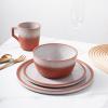 imageStone Lain Vince Stoneware Reactive Glaze Dinnerware Set 16 Piece Service for 4 GrayVince Red