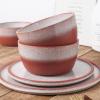 imageStone Lain Vince Stoneware Reactive Glaze Dinnerware Set 16 Piece Service for 4 GrayVince Red