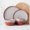 imageStone Lain Vince Stoneware Reactive Glaze Dinnerware Set 16 Piece Service for 4 GrayVince Red