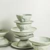 imageStone by Mercer Project Nendo Stoneware Dinnerware Set 16Piece  Service for 4 BlackSageGrey