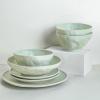 imageStone by Mercer Project Nendo Stoneware Dinnerware Set 16Piece  Service for 4 BlackSageGrey